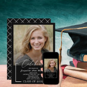 祝写真白黒卒業 招待状