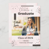 祝卒業モダン（ベージュ&ブラウン） 招待状 (正面/裏面)