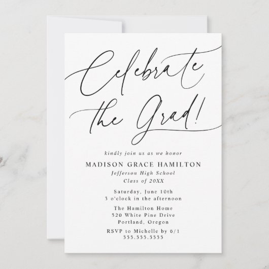 祝卒業写真卒業 招待状 (正面)