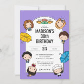 祝友と!カスタムチビ(小さくかわいく書いた感じ)アート誕生日 招待状 (正面)