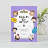 祝友と!カスタムチビ(小さくかわいく書いた感じ)アート誕生日 招待状 (スタンド正面)