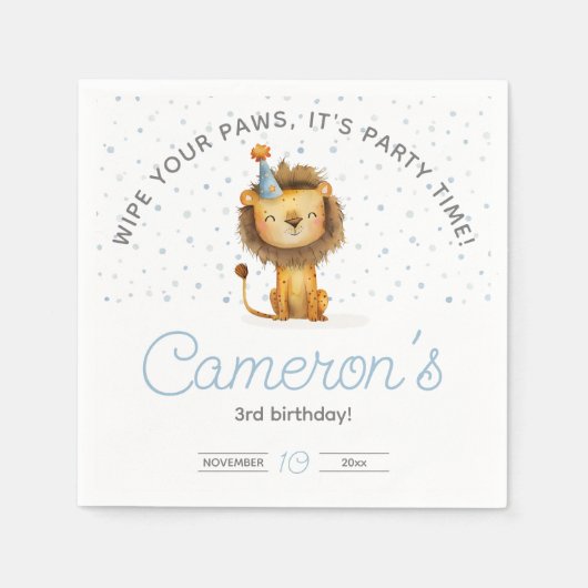 祝吠え声！ボーイズライオン誕生日 スタンダードカクテルナプキン (正面)