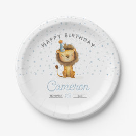 祝吠え声！ボーイズライオン誕生日 ペーパープレート