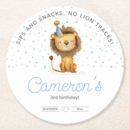 祝吠え声！ボーイズライオン誕生日 ラウンドペーパーコースター