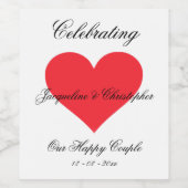 祝対赤いハートシンプルパーソナライズされた ワインラベル (シングルラベル)