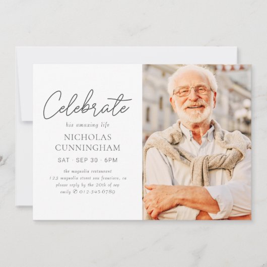 祝彼の驚くべき生シンプル活モダン写真 招待状 (正面)