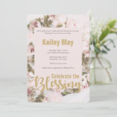 祝恵み-バラBabyshowerカード 招待状 (スタンド正面)