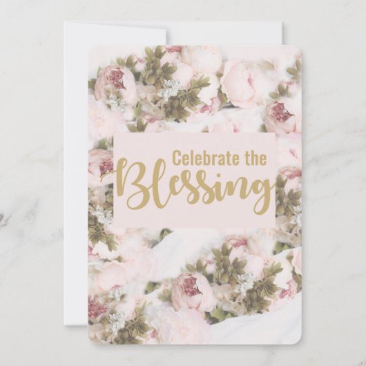 祝恵み-バラBabyshowerカード 招待状 (裏面)