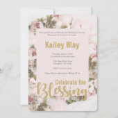 祝恵み-バラBabyshowerカード 招待状 (正面)