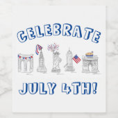 祝愛国ニューヨーク7月4日アメリカ ワインラベル (シングルラベル)