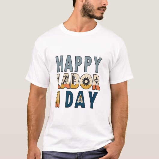 祝懸命の精神は私たちの"Happy"と共に働く Tシャツ (正面)