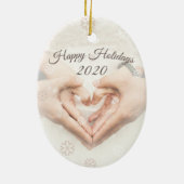 祝日と日付。エレガント写真ハート セラミックオーナメント (裏面)