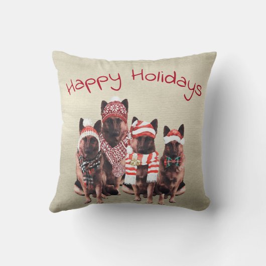 祝日の服を着た愛らしいドイツの羊飼い犬 クッション (裏面)