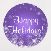 祝日の雪片と紫のフルーアデリスラベル ラベル (デザイン1)