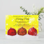 祝日パーティーの赤いクリスマスボール招待状 招待状 (スタンド正面)