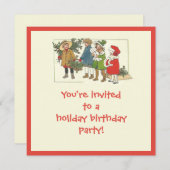 祝日，クリスマスパーティーの招待 招待状 (正面/裏面)