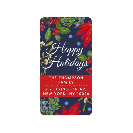 祝日·植物性の冬の植物が明るい ラベル (正面)