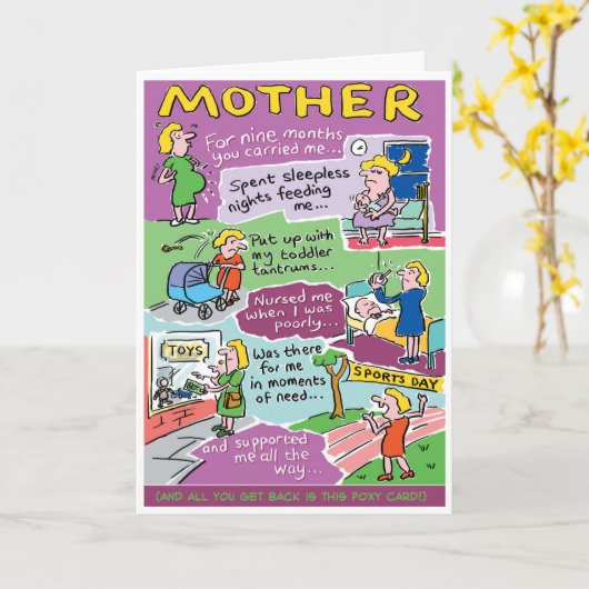 祝母さん。母おもしろい カード (黄色い花)