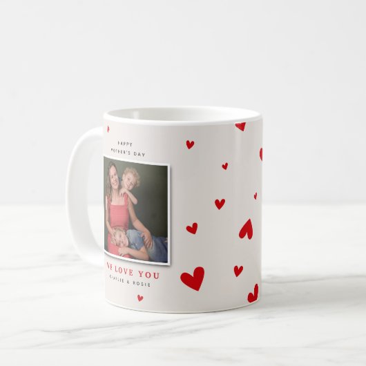 祝母とハート：母の日 コーヒーマグカップ (正面左)