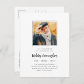 祝生涯モダン記念写真 インビテーションポストカード (正面/裏面)