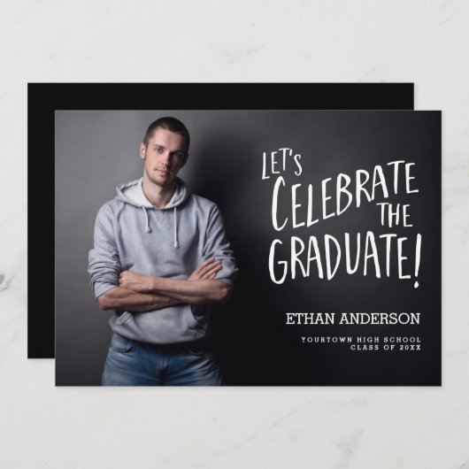 祝生 | 写真卒業パーティー 招待状 (正面/裏面)