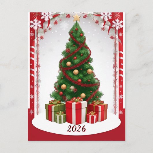 ❄️ 祝祭の冬の木の輝き 🎄 雪のクリスマス ポストカード (正面)