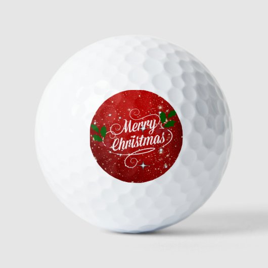 祝祭の赤、メリークリスマス ゴルフボール (正面)