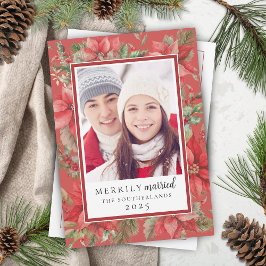 祝祭的なクリスマスの花々　陽気に　結婚したばかりの　新婚夫婦 シーズンカード