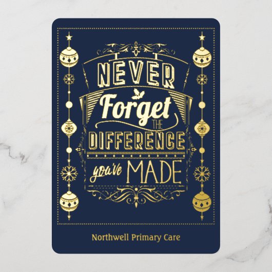 祝祭的なホリデーシーズンの従業員スタッフへの感謝 箔シーズンカード (正面)