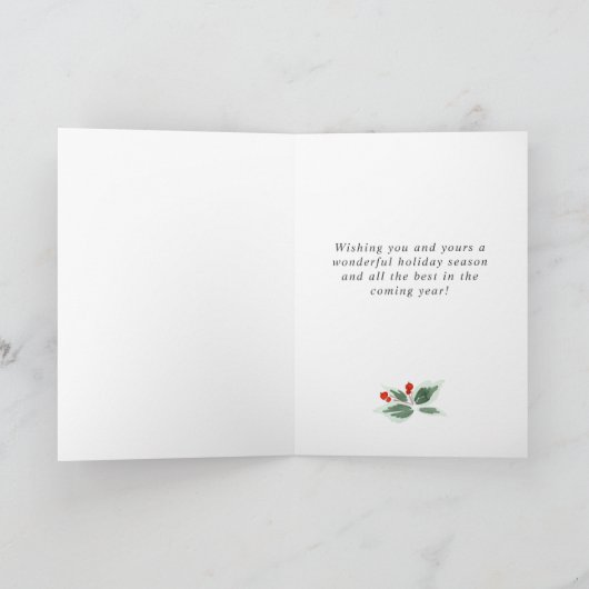 祝祭的なホリーデコレーション - 真っ赤な実のリース - クリスマスグリーティング シーズンカード (内部)
