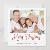 祝祭的なホリーベリーのクリスマスグリーティング２　写真 シーズンカード (正面)