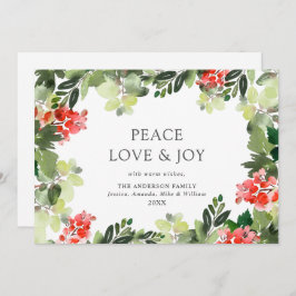 祝祭的なホリーベリーのクリスマスグリーティング シーズンカード