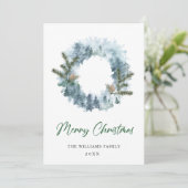 祝祭的なホリーベリーのリースのクリスマスメッセージ シーズンカード (スタンド正面)
