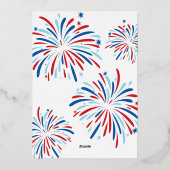 祝祭的な花火　お祭り　7月4日パーティ　本物の金 箔招待状 (裏面)