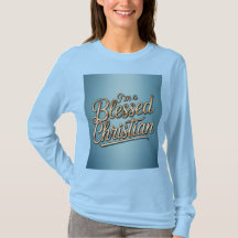 祝福されたクリスチャンのブルーTシャツ