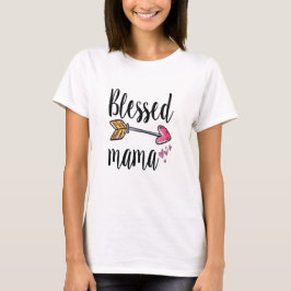 祝福されたママ矢印ピンクハートの母へのギフト Tシャツ