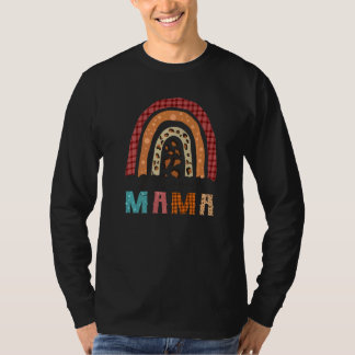 祝福されたママ ヒョウ柄 虹色 秋のチェック柄 かわいい秋 Tシャツ