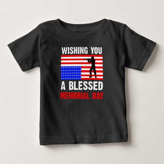 祝福されたメモリアルデーをお祈りしています ベビーTシャツ (正面)