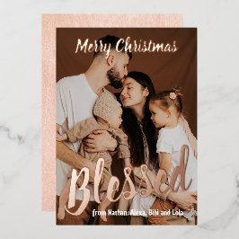 祝福された家族の写真 本物のホイルを使ったホリデーカード 箔シーズンカード