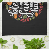 祝福された感謝に満ちた家族の感謝祭の食事 キッチンタオル (折り畳み)