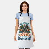 祝福された蝶のキリスト教Tシャツデザイン1 エプロン (着用した状態)