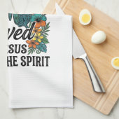 祝福された蝶のキリスト教Tシャツデザイン (2) キッチンタオル (四つ折り)