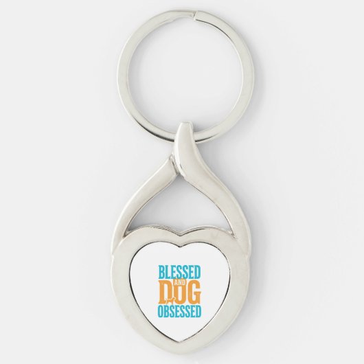 祝福され犬中毒ヴィンテージ犬好きデザイン キーホルダー (正面)