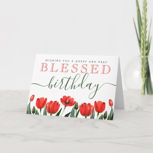 祝福に満ちた誕生日をお祈りします サンキューカード (正面)