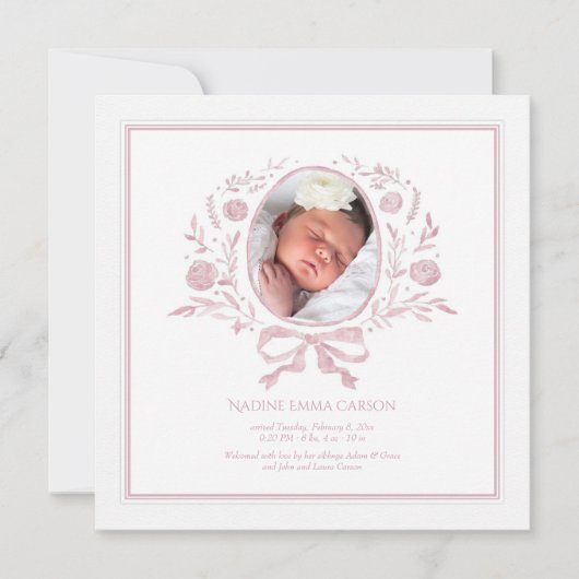 祝福のイベント フォト 出生発表 案内状 (正面)