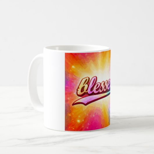 祝福のカラフルなタイポグラフィー 励ましの言葉 コーヒーマグカップ (正面左)
