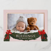 祝福のクリスマス写真 箔シーズンカード (正面)