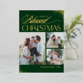 祝福のクリスマス 本物のホイルを使った宗教的なホリデーカード 箔シーズンカード (立ち正面)