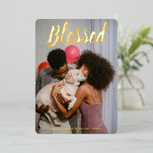 祝福のゴールドメタリックピンククリスマス縦 箔シーズンカード (立ち正面)