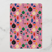 祝福のゴールドメタリックピンククリスマス縦 箔シーズンカード (裏面)